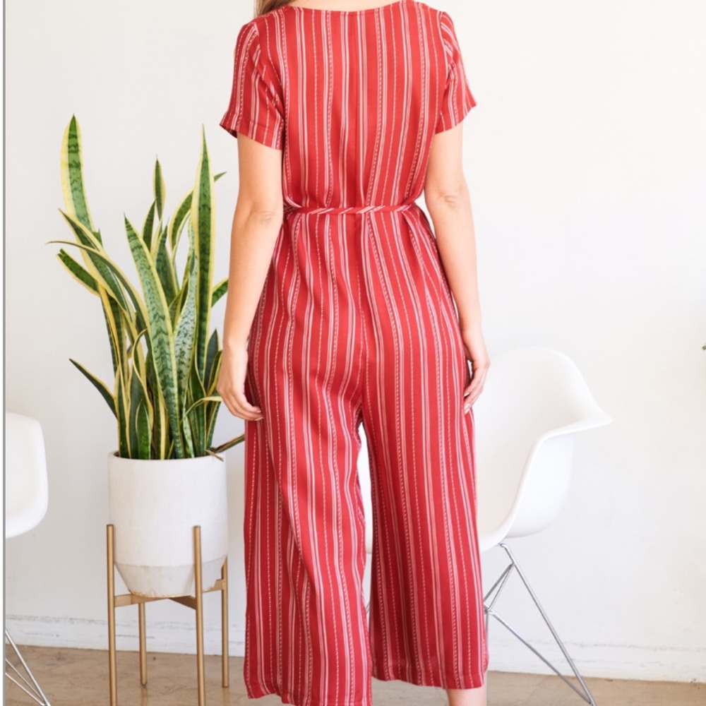 NWOT Red Striped Comfy Jumpsuit - Picture 2 of 6